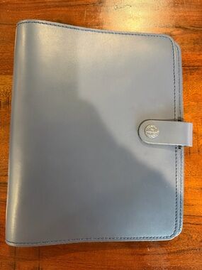 filoFAX A5 Navy Blue Leather Organizer with Snap Tab